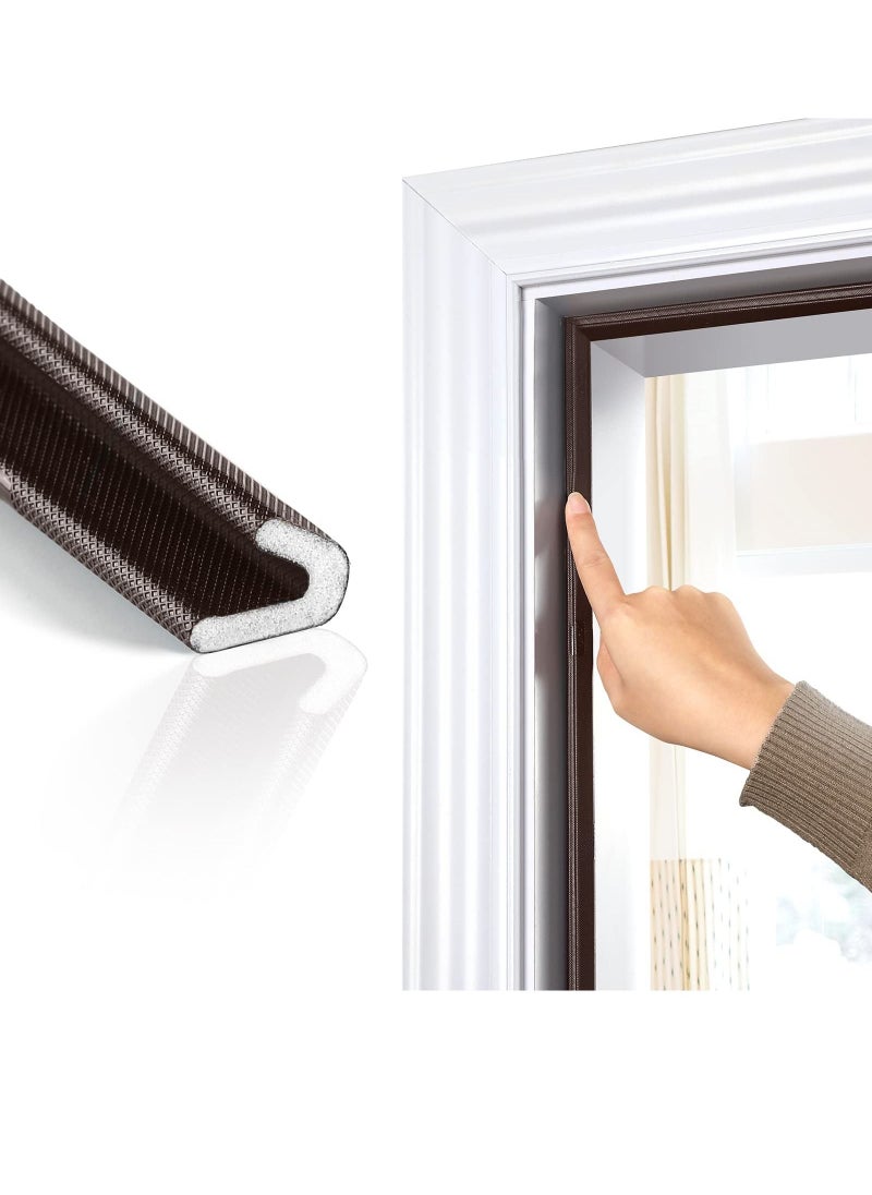 SYOSI Weather Stripping Door Seal Strip, Self-Adhesive V Shape PU Foam Weather Strip for Door/Windows, 19.7 Feet Long Door Frame Seal Door Insulation Anti Collision Soundproof  - Image 1