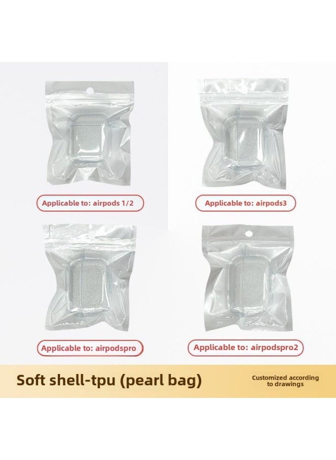 Generic - For Apple Headset Airpods4 Wireless Bluetooth Headset Protective Cover TPU Transparent Headset Protective Cover Material-Color:Tpu Soft Shell + Pearlescent Bag-Applicable Models:Fourth Generation = 3: No Ears - Image 1