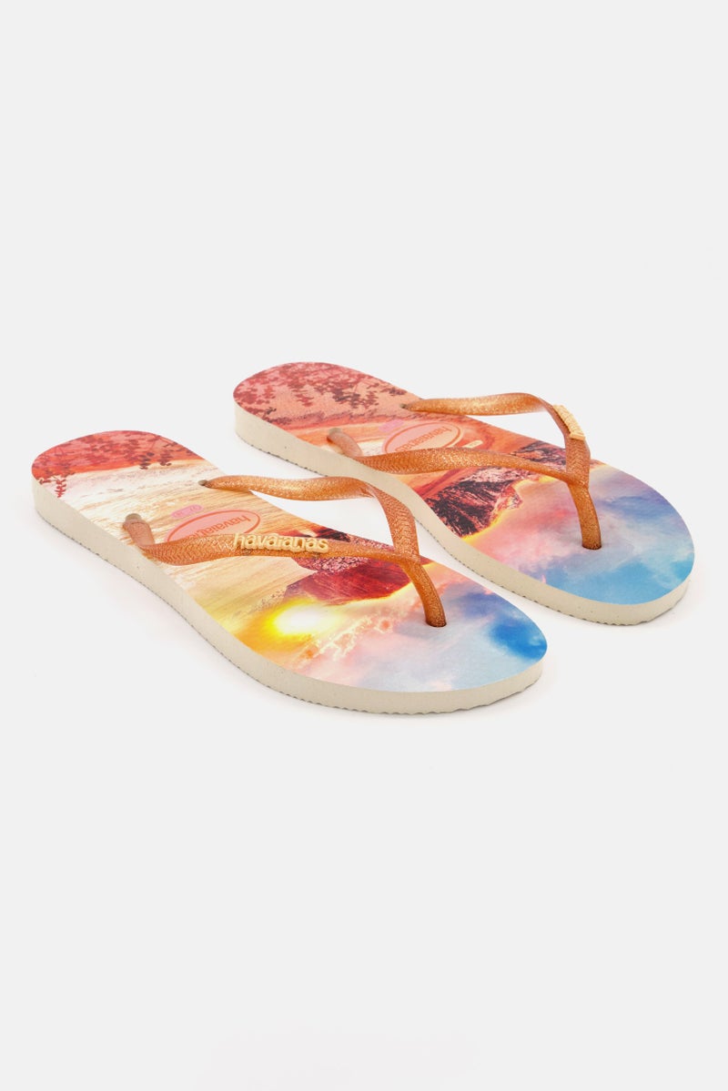 Havaianas Women Style 2 Slim Paisage Flip Flops, Orange Combo - Image 1