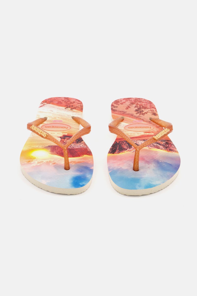 Havaianas Women Style 2 Slim Paisage Flip Flops, Orange Combo - Image 2