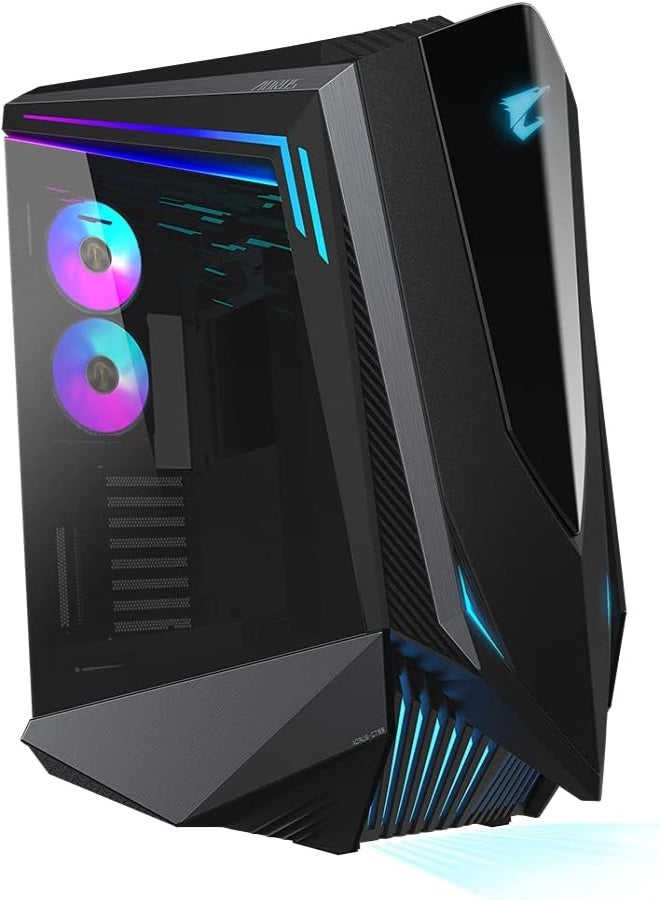 AORUS C700 GLASS Full Tower PC Case, Supports E-ATX/Mini ITX/ATX Motherboards, RGB Fusion 2.0, 6 x 2.5" & 4 x 3.5”/2.5” Drive Bays, Up to 420mm Liquid Cooling, Full-Size Tempered Glass Panels, Vertical GPU Installation, USB 3.1 Gen2 Type-C, ARGB & PWM Connector Hub, PSU Shroud Design, 2 x 120mm Fans Pre-installed, Black | GB-AC700G