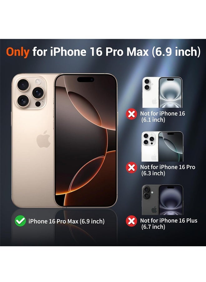 جراب مغناطيسي لهاتف iPhone 16 Pro Max (حماية من السقوط بدرجة عسكرية) غطاء هاتف شفاف غير لامع مقاوم للصدمات، أسود - Image 2