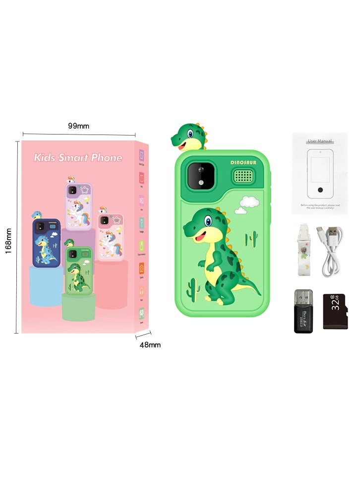 general Cute cartoon HD video kids phone with 5MP camera, fun filters and educational games, mini TF card, 32G storage, the card is a perfect gift for boys/girls - Image 1