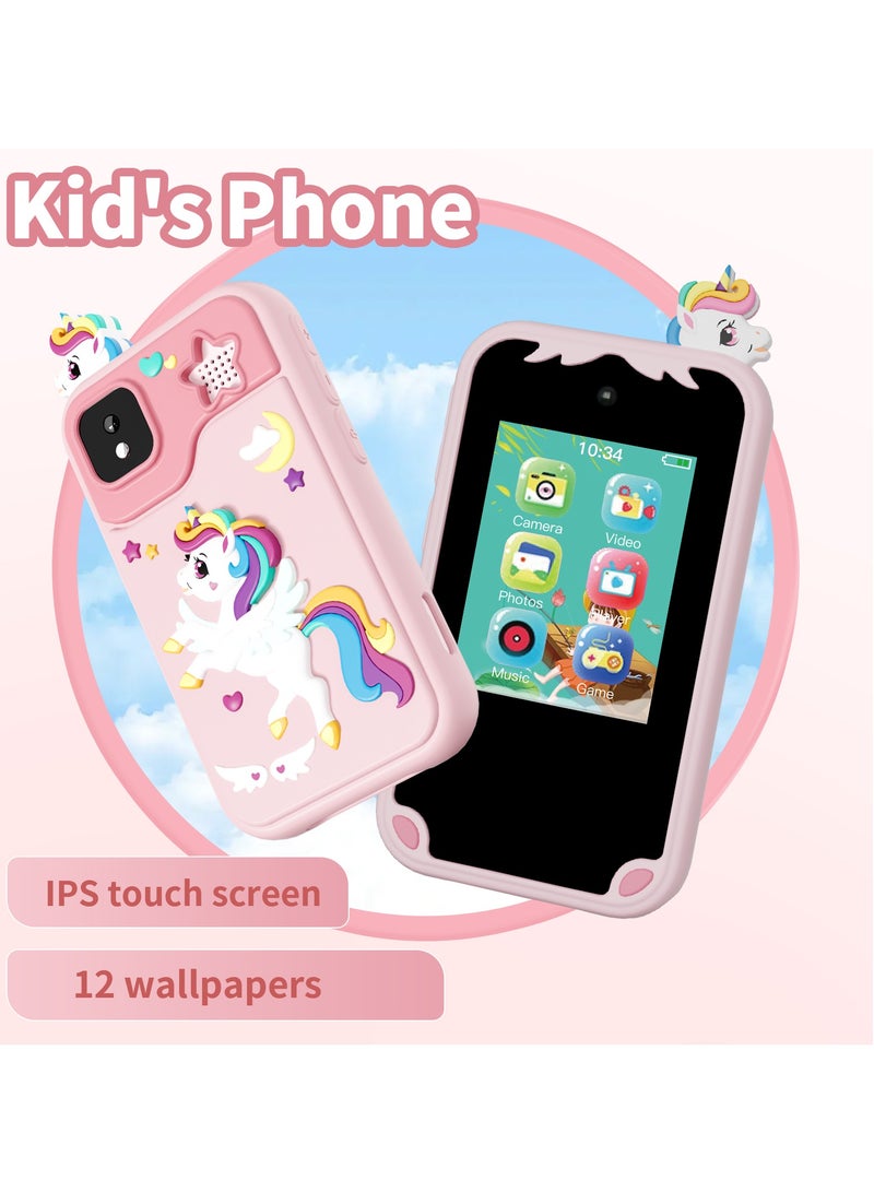 general Cute cartoon HD video kids phone with 5MP camera, fun filters and educational games, mini TF card, 32G storage, the card is a perfect gift for boys/girls - Image 5