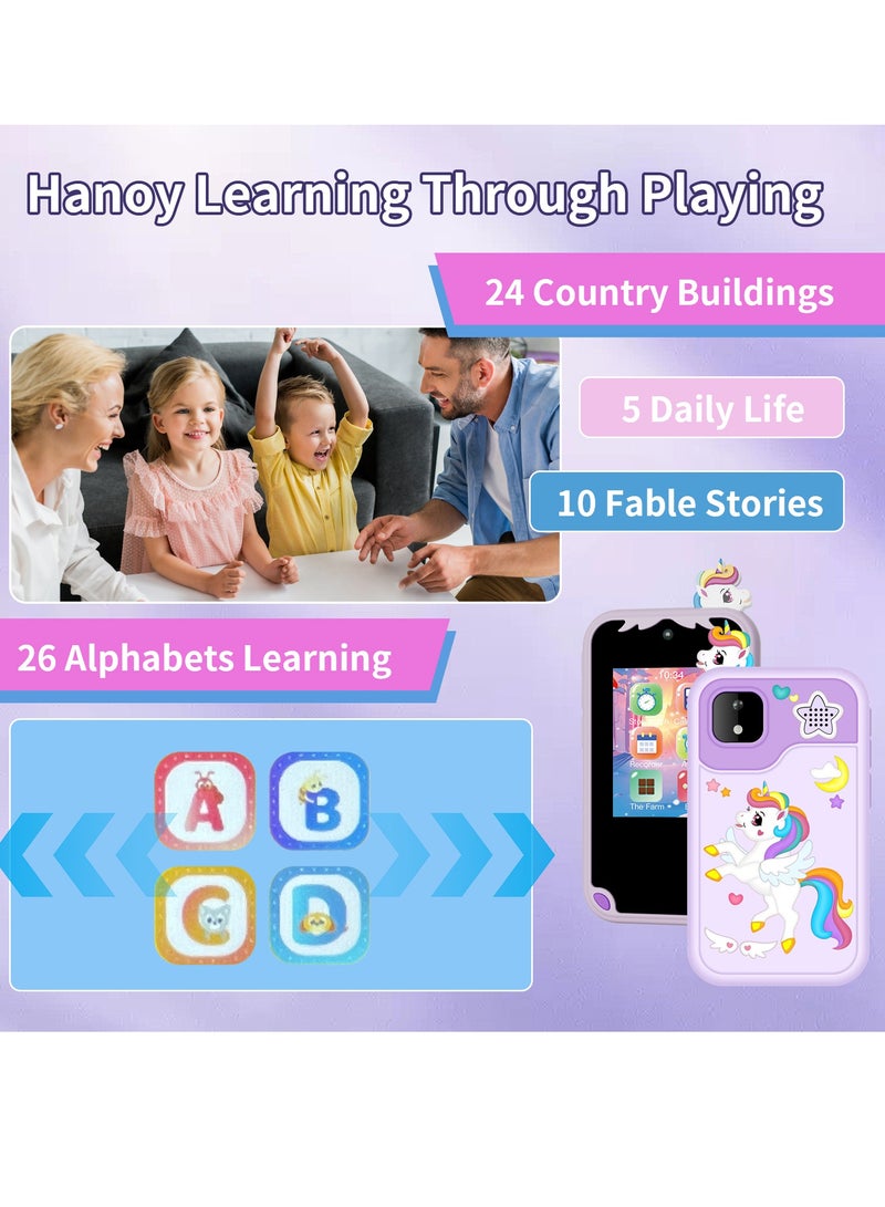 general Cute cartoon HD video kids phone with 5MP camera, fun filters and educational games, mini TF card, 32G storage, the card is a perfect gift for boys/girls - Image 2