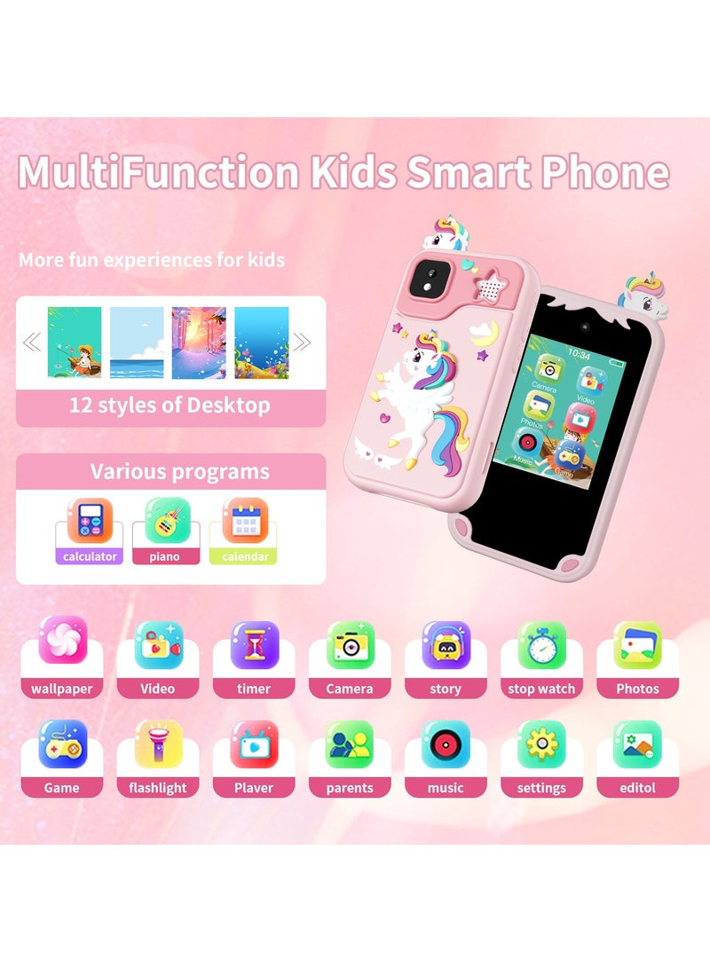 general Cute cartoon HD video kids phone with 5MP camera, fun filters and educational games, mini TF card, 32G storage, the card is a perfect gift for boys/girls - Image 4