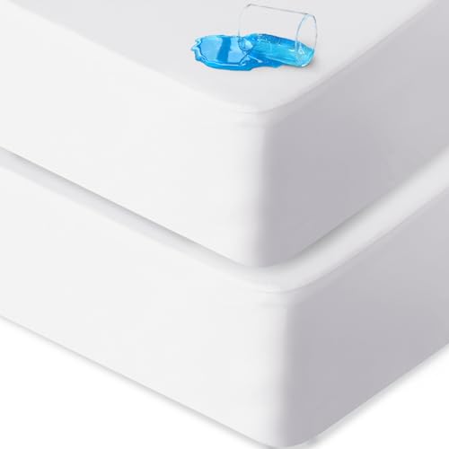 حماية مرتبة كاملة الحجم 2 عبوة مقاومة للماء بدون ضوضاء تغطية ناعمة أغطية مرتبة ملائمة مع جيب عميق يصل إلى 14 إنش قابلة للتنفس للغاية سهلة الغسل