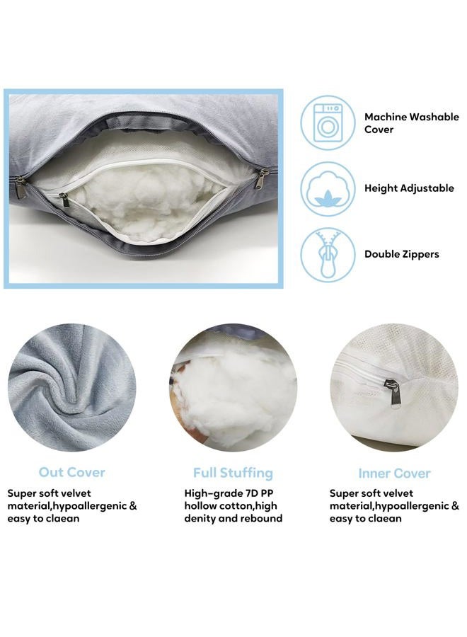 Wodsfay U-Shaped Pregnancy Pillow for Sleeping, Full Body Support for Back, HIPS & Belly - 57 Inch Maternity Pillow with Machine Washable Cover | Maternity Essential (Velvet Grey-57inch) - Image 5