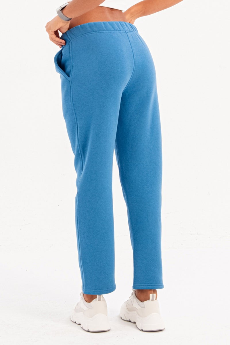 Justever Relaxed Fit Brushed Fleece Lined Blue Women's Sweatpants - Echo  - Image 2