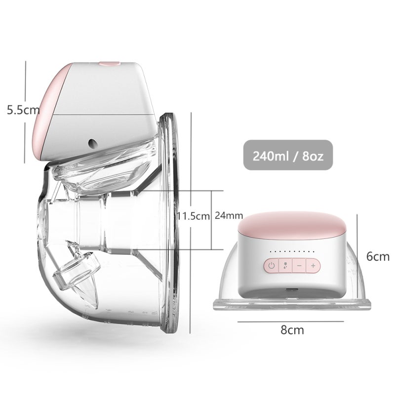 BEBEBAO Wearable Breast Pump: 24mm Pink Silicone Hands-Free Invisible Pump - Ultra-Silent All-In-One Portable Pump With 3 Modes 10 Adjustable Levels Built-In Battery for Breastfeeding Mothers On The Go - Image 4