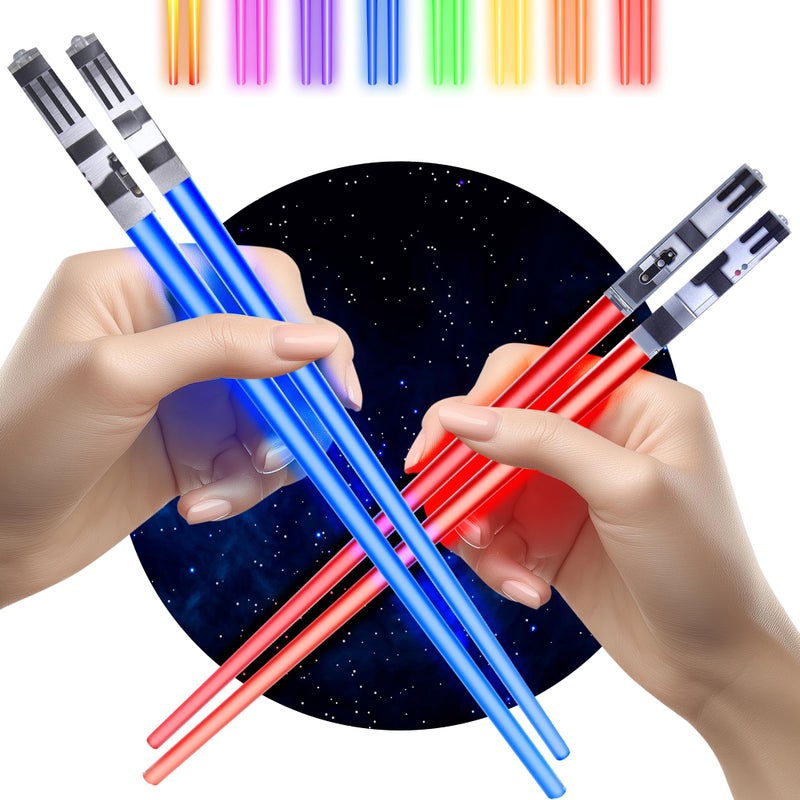 ChopSabers Lightsaber Led Light Up Chopsticks 2Pairs Blue  Red