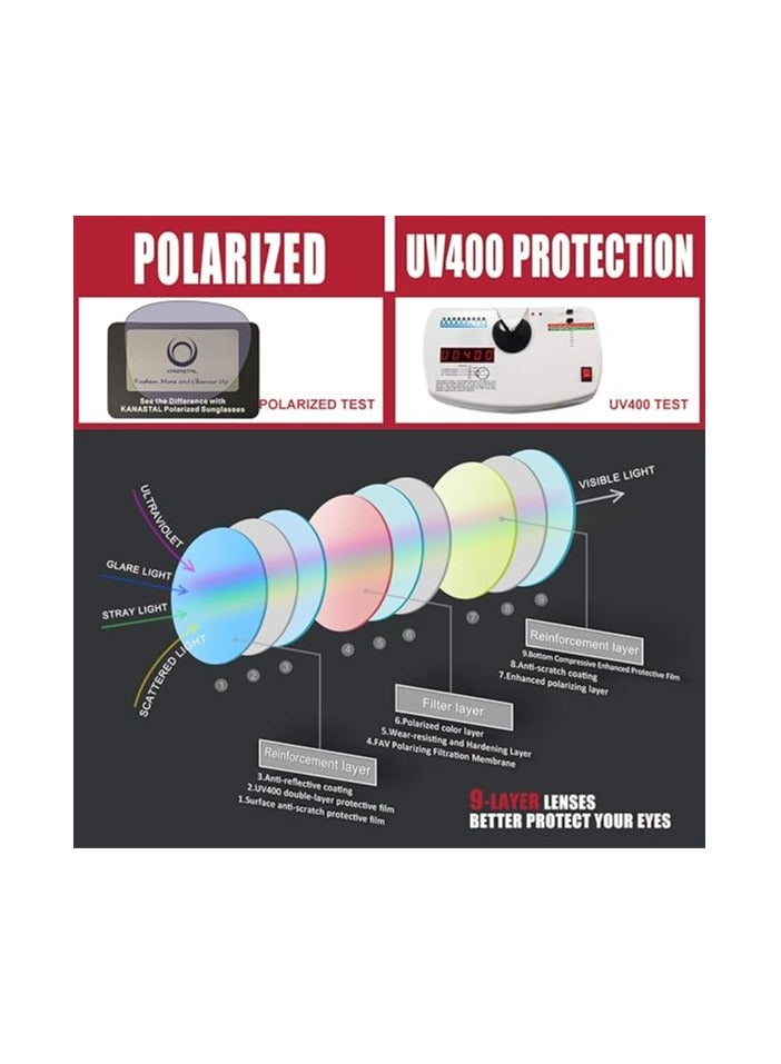 إستيل نظارات شمسية مستقطبة للرجال، نظارات شمسية مربعة أنيقة للنساء، ظلال كلاسيكية للنساء، قيادة الصيد في الهواء الطلق حماية 100% من الأشعة فوق البنفسجية 400 - Image 2