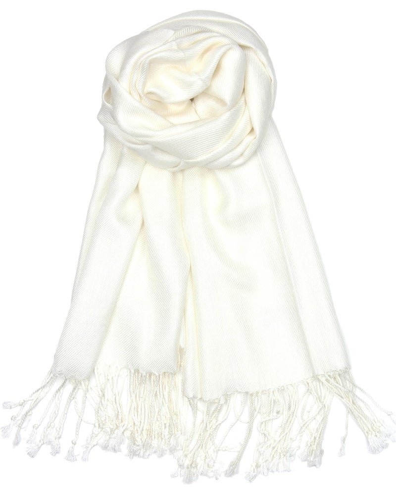 Achillea Soft Silky Pashmina Scarf for Women â€“ Shawl Wrap for Evening Dresses, Bridesmaids, Weddings & Everyday Wear (Ivory) - Image 1