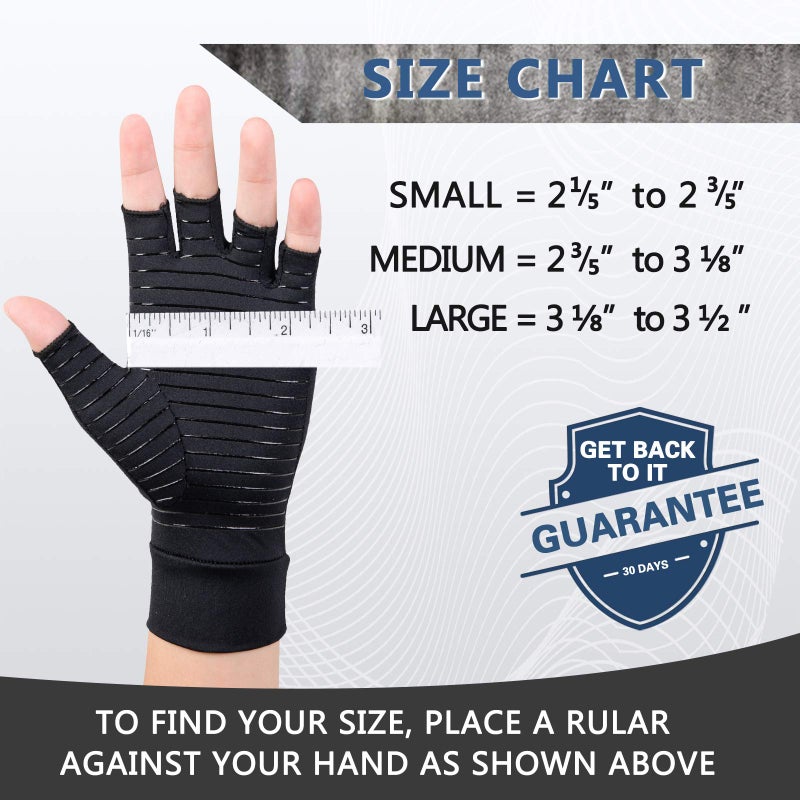HENOTIC 2 Pairs Copper Arthritis Gloves for Women Men, Fingerless Breathable & Moisture Wicking Arthritis Compression Gloves for Relieving Carpal Tunnel Aches, Rheumatoid Pains, Joint Swell - Image 4