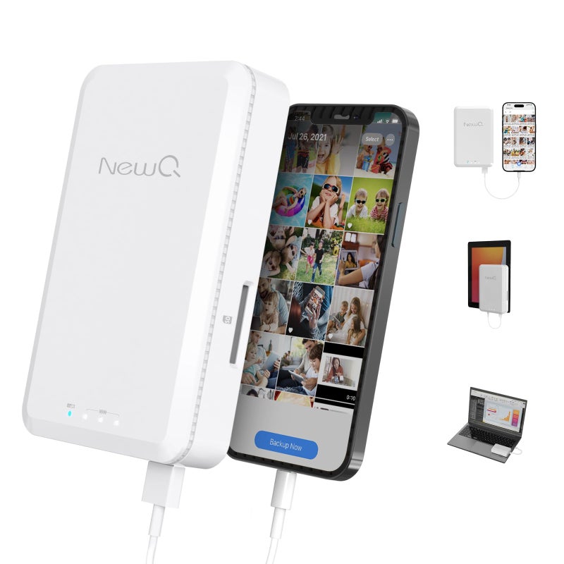 NEWQ 1TB External Hard Drive for iPhone, iPad, MacBook - USB 3.0, 2.0, 2.0 3.0 - Compatible with iOS & Android, Store Photos, Videos, Music, Documents - Image 1