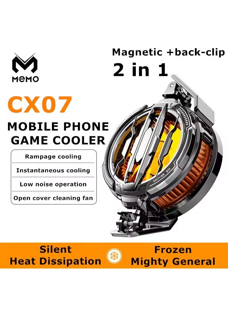 Memo Magnetic Phone Cooler Cell Phone Cooler CX07 Phone Fan Cooler for 2.83-3.66 inches iOS/Android Semiconductor Heatsink Cooling for Gameing, Black+RGB  - Image 1