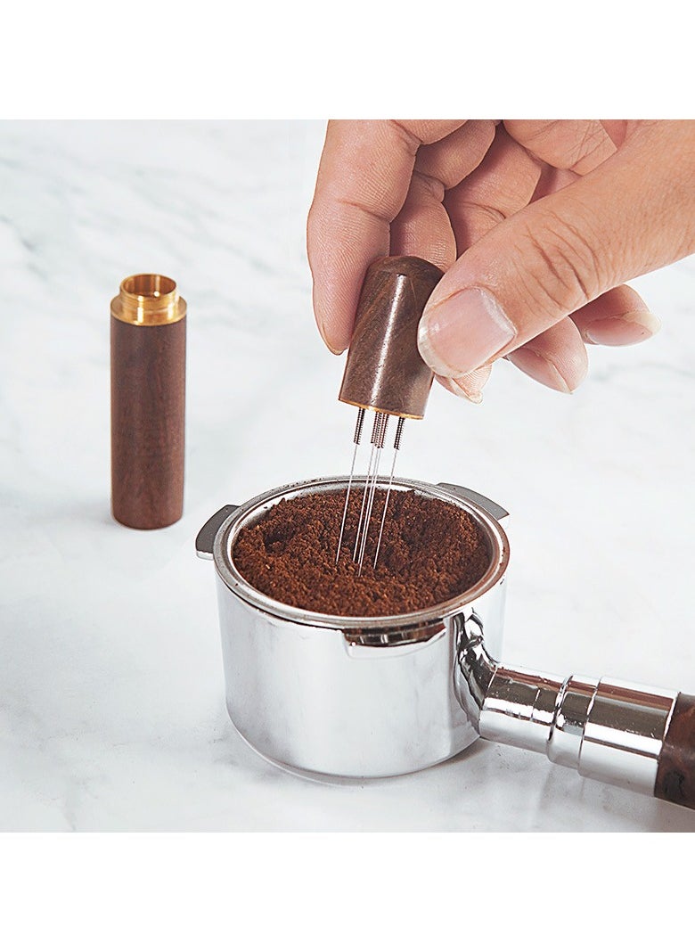 Bukela - Espresso Coffee Stirrer 5 Needles 0.4mm Espresso Distribution Tools, Natural Wood Handle and Stand - Image 1
