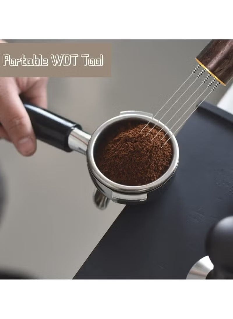 Bukela - Espresso Coffee Stirrer 5 Needles 0.4mm Espresso Distribution Tools, Natural Wood Handle and Stand - Image 1