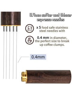 Bukela Espresso Coffee Stirrer 5 Needles 0.4mm Espresso Distribution Tools, Natural Wood Handle and Stand  - Image 3