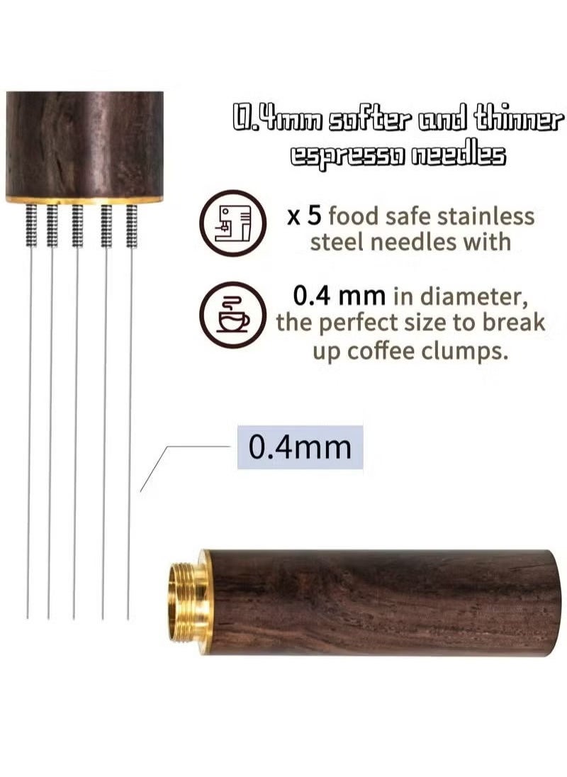 Bukela - Espresso Coffee Stirrer 5 Needles 0.4mm Espresso Distribution Tools, Natural Wood Handle and Stand - Image 1