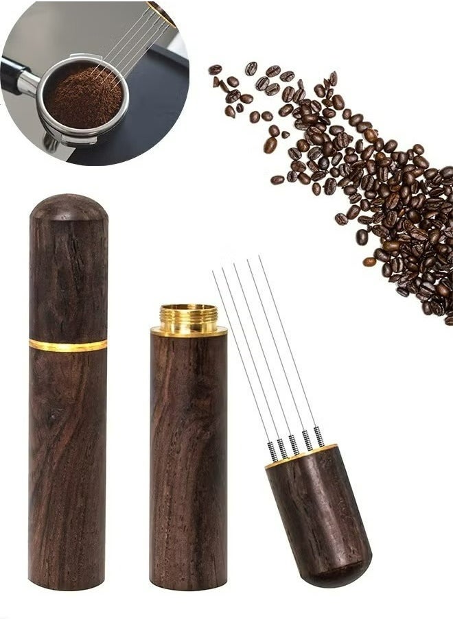 Bukela - Espresso Coffee Stirrer 5 Needles 0.4mm Espresso Distribution Tools, Natural Wood Handle and Stand - Image 1