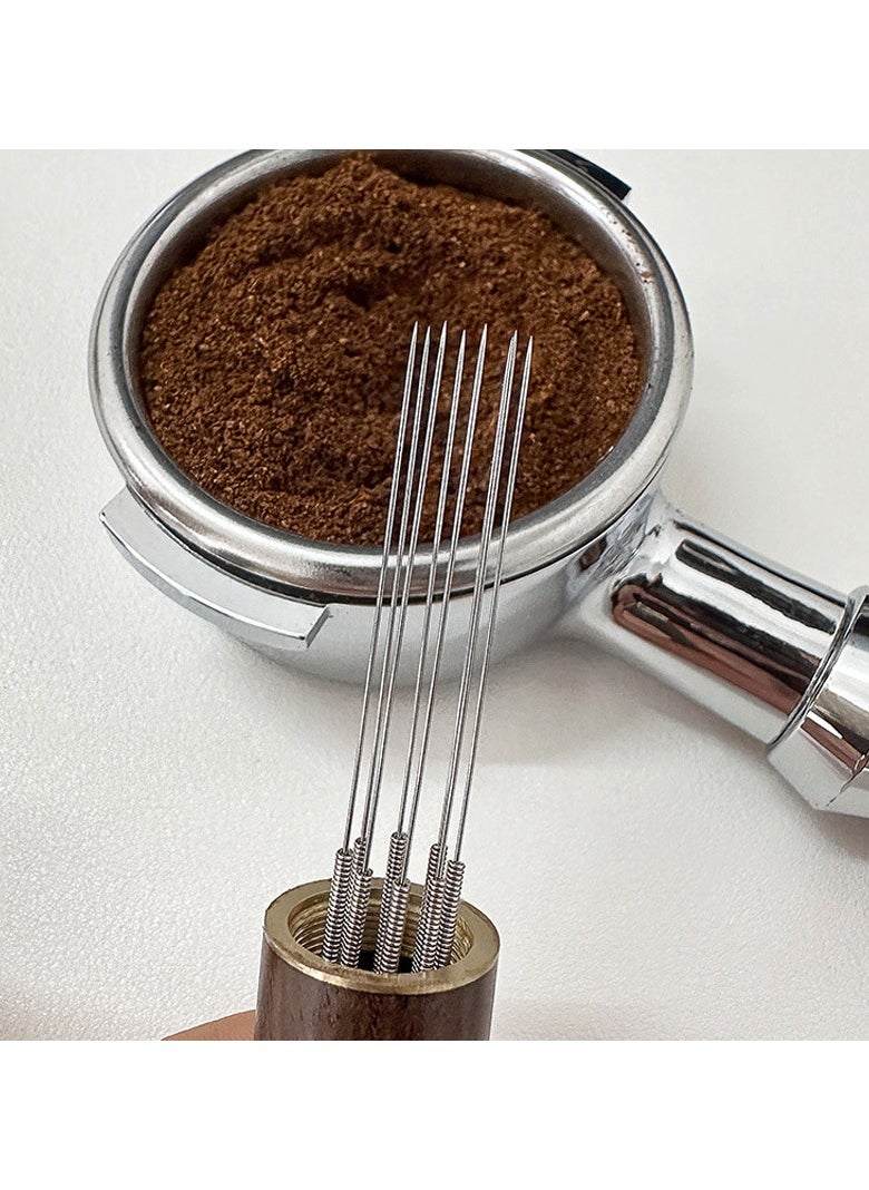 Bukela - Espresso Coffee Stirrer 5 Needles 0.4mm Espresso Distribution Tools, Natural Wood Handle and Stand - Image 1