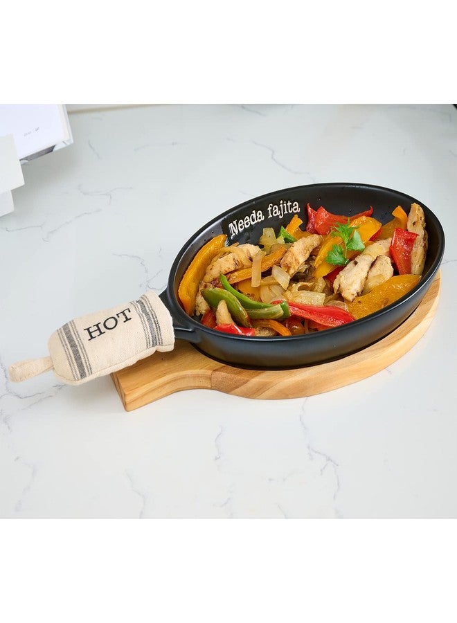 Mud Pie Circa Fajita Skillet Set, Black, 13 1/2" x 7" dia - Image 3