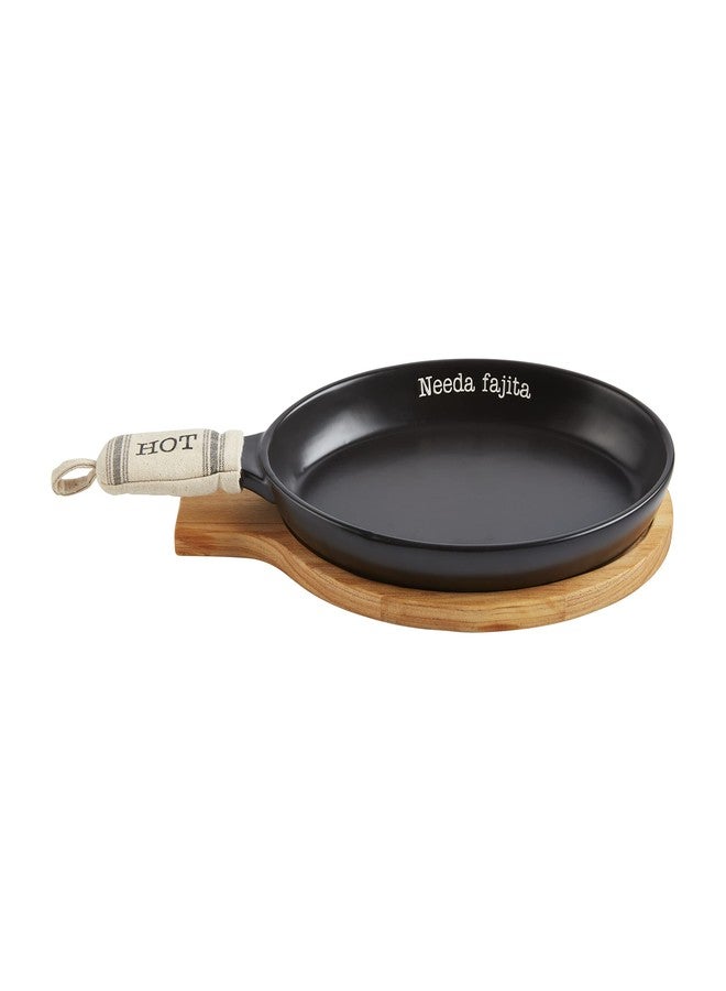 Mud Pie Circa Fajita Skillet Set, Black, 13 1/2" x 7" dia - Image 1