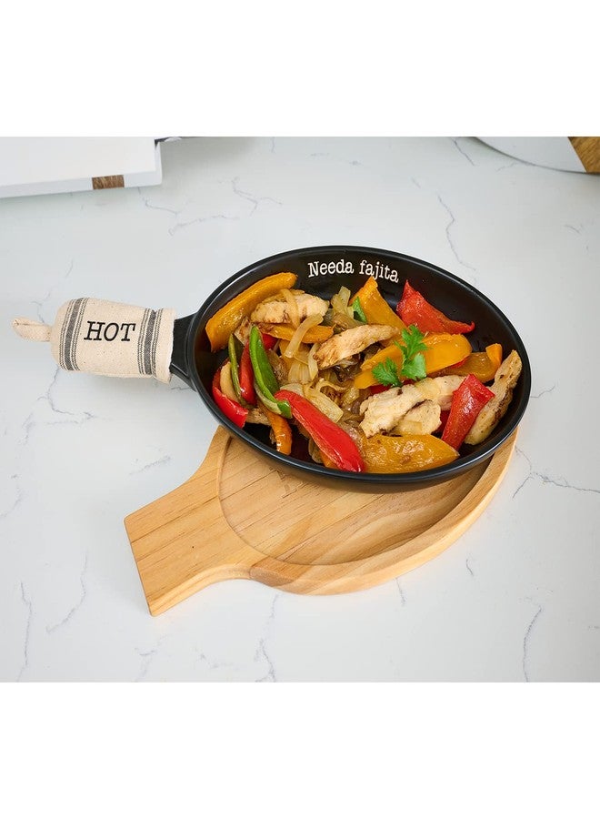 Mud Pie Circa Fajita Skillet Set, Black, 13 1/2" x 7" dia - Image 2