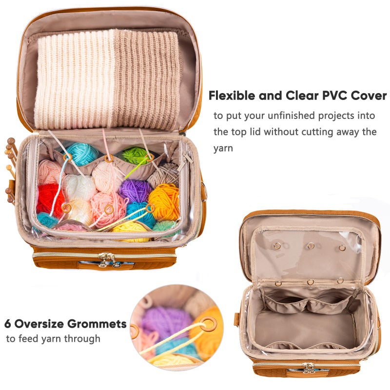 MYBAGZING Crochet Bag Organizer - Yarn Bags for Crocheting - Crochet Storage Bag with Pockets for Crochet Hooks, Crochet Accessories - Yarn Organizers - Yarn Holders for Crocheting - Knitting Bags - Image 2