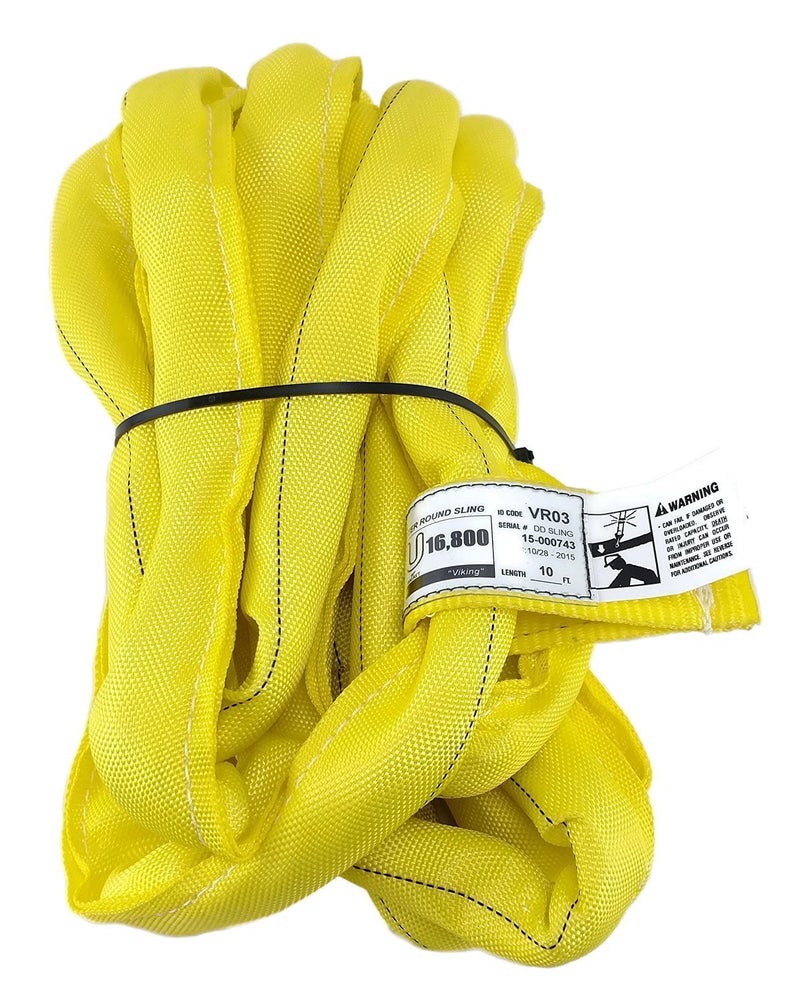 USA Made VR3 X 10 Yellow Slings 430 Lengths in Listing Double PLY Cover Endless Round Poly Lifting Slings 8400 lbs Vertical 6720 lbs Choker 16800 lbs Basket USA PolyVR3 X 10 FT