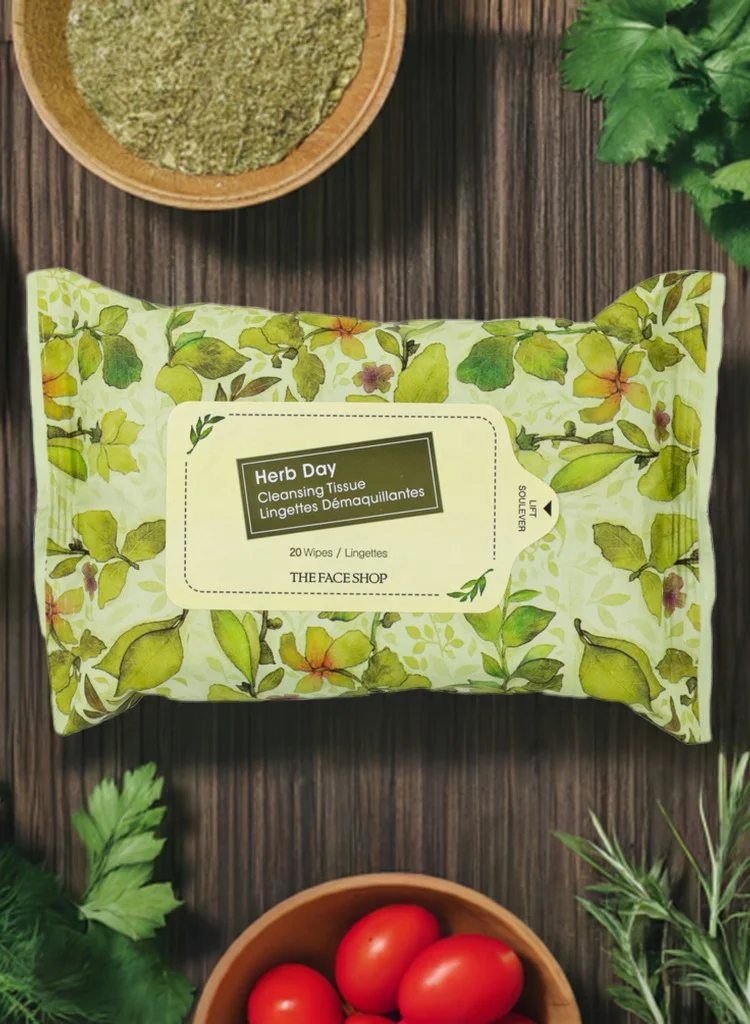 ذا فيس شوب Herb Day Makeup Removing Wipes || With Herbal Extracts || For Clean, Impurity-Free Skin (20 Pieces)