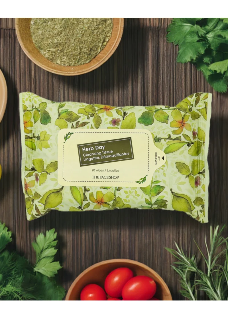 ذا فيس شوب Herb Day Makeup Removing Wipes || With Herbal Extracts || For Clean, Impurity-Free Skin (20 Pieces)