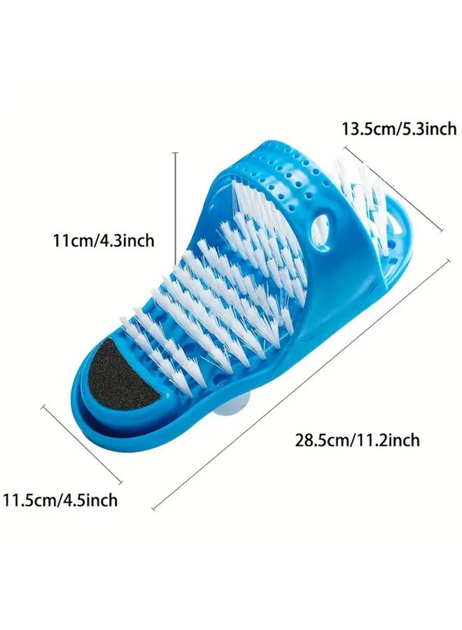 Blue 2pcs Lazy Foot Cleaner Brush Cordless Suction Cup Dead Skin Remover Manual Scrubber for Shower Floors - Image 3