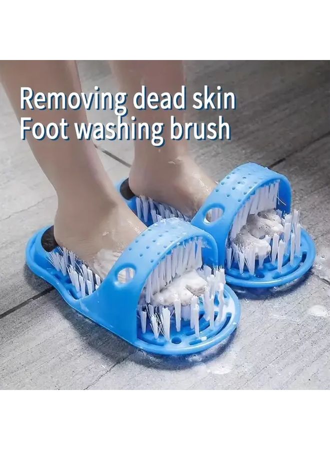 Blue 2pcs Lazy Foot Cleaner Brush Cordless Suction Cup Dead Skin Remover Manual Scrubber for Shower Floors - Image 2