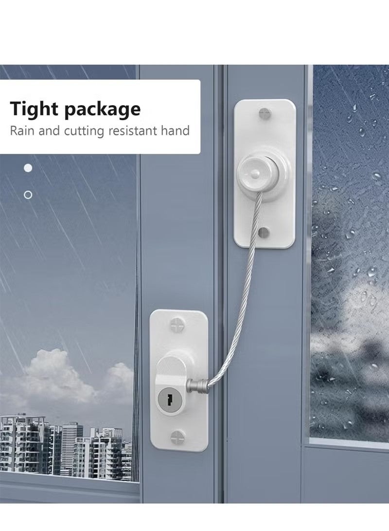 قفل نافذة أمان للأطفال، قفل ذاتي اللصق يدور 180 درجة مع مفتاح للنوافذ والأبواب المنزلقة والأدراج - Image 2