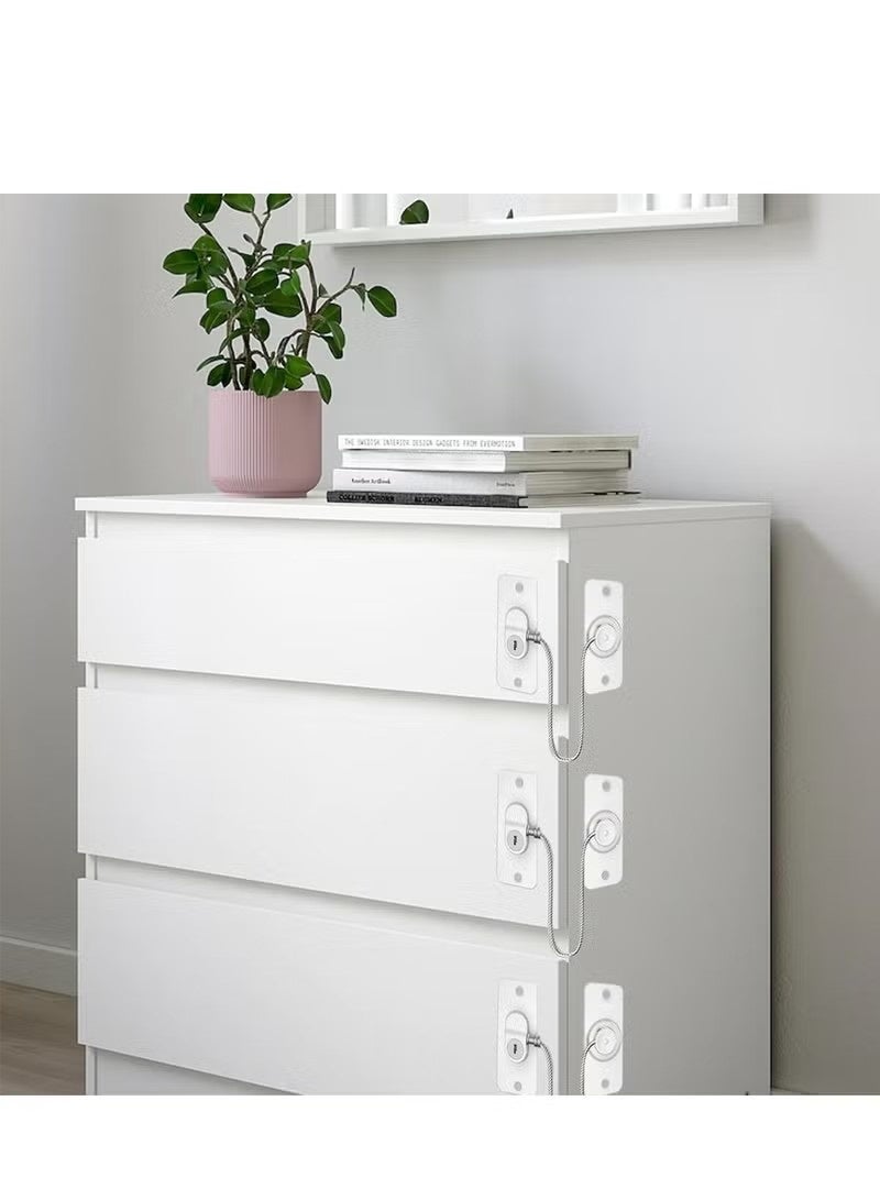 قفل نافذة أمان للأطفال، قفل ذاتي اللصق يدور 180 درجة مع مفتاح للنوافذ والأبواب المنزلقة والأدراج - Image 3