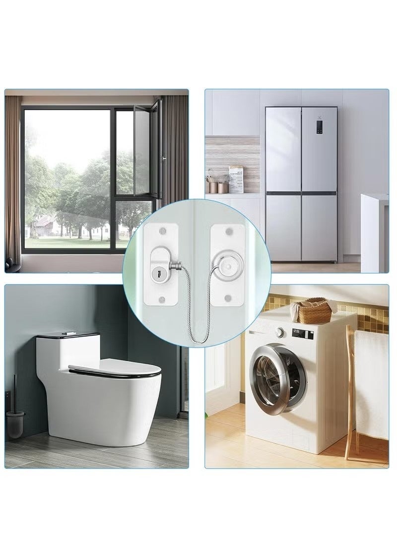 قفل نافذة أمان للأطفال، قفل ذاتي اللصق يدور 180 درجة مع مفتاح للنوافذ والأبواب المنزلقة والأدراج - Image 4