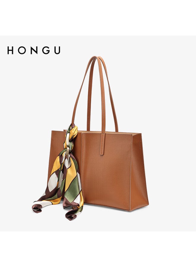 Hongu Leather Handbag, Shoulder Bag And Tote Bag With Large Capacity For Commuting, Women's Scarf Bag, Birthday Gift For Girlfriend - Image 3