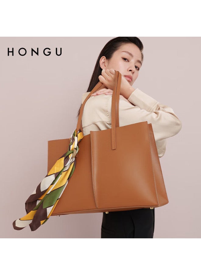 Hongu Leather Handbag, Shoulder Bag And Tote Bag With Large Capacity For Commuting, Women's Scarf Bag, Birthday Gift For Girlfriend - Image 1