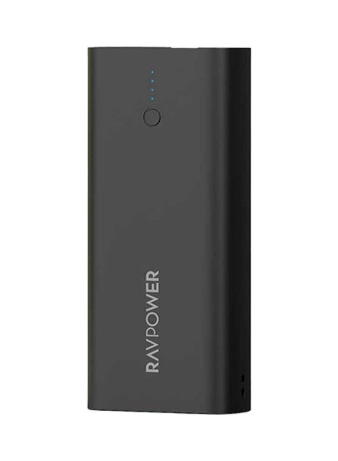 راف باور بطارية 10000 mAh مع شاحن جداري مدمج منفذين يو اس بي ومنفذ تايب سي بتقنية بي دي 20 واط 10000 mAh أسود - Image 2