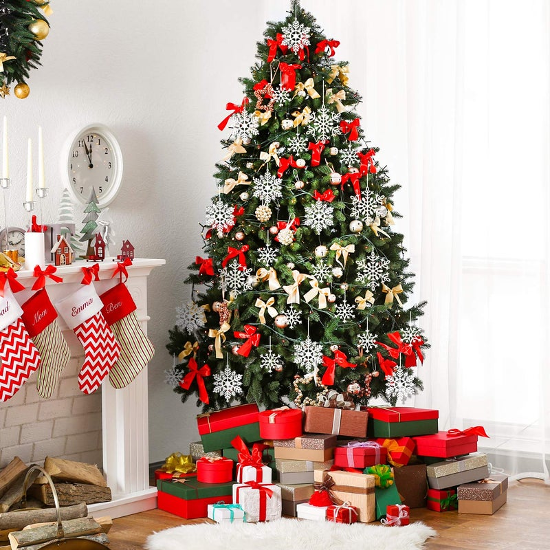 وولاين Whaline 40pcs أبيض بريق الثلج زخارف الثلج الشتوية الزخارف الزخارف عيد الميلاد معلقة مع 197 بوصة الحبل الفضي لحضور عيد ميلاد الزفاف منزل شجرة الأشجار إكسسوارات الباب - Image 4