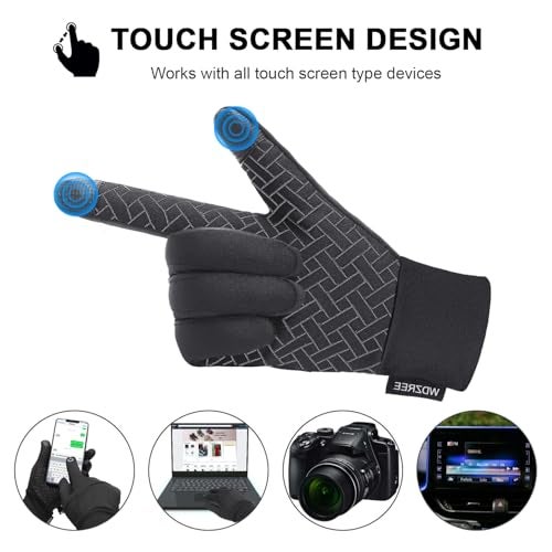 WDZREE Winter Gloves for Men Women Thermal Touch Screen Water Resistant Windproof Anti Slip Palm Warm Glove for Cycling Running Biking Driving Hiking - Image 4