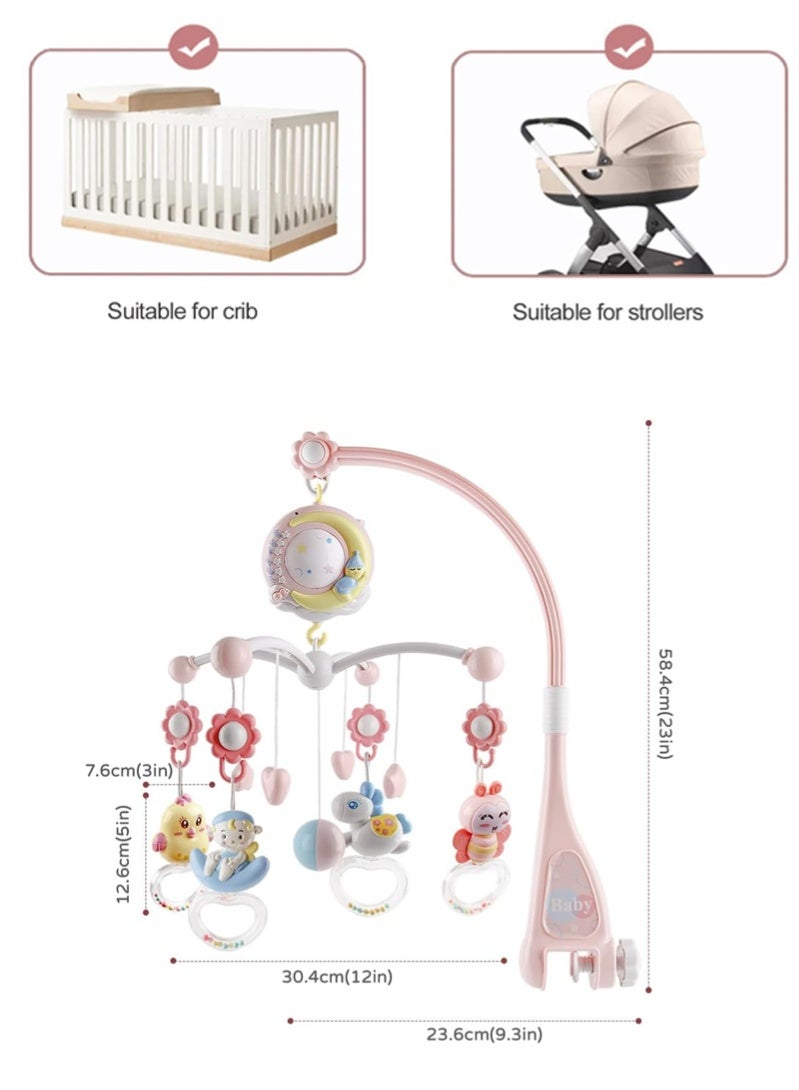 KIIUMI Baby Musical Crib Mobile with Projector and Night Light with Timing Function 360 Degrees Rotating Rattles Infants Crib Hanging Toys Take Along Mobile Music Box and Rattle Newborn Baby Gift - Image 2