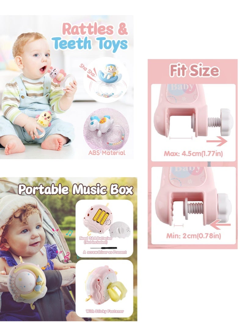 KIIUMI Baby Musical Crib Mobile with Projector and Night Light with Timing Function 360 Degrees Rotating Rattles Infants Crib Hanging Toys Take Along Mobile Music Box and Rattle Newborn Baby Gift - Image 3
