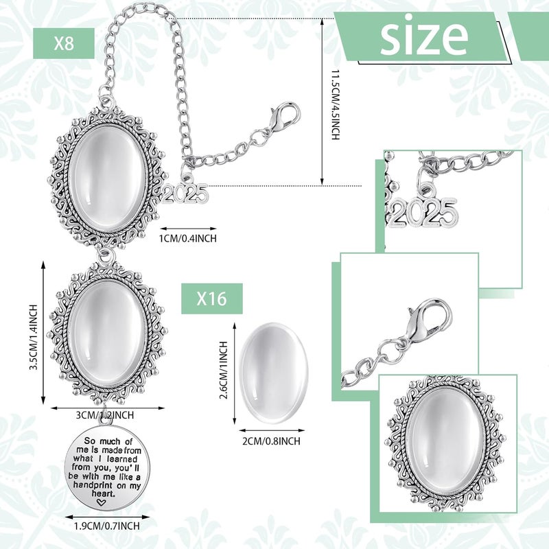 Sureio 8 Pcs Graduation Cap Memorial Photo Charm Tassel Charms for 2025 Graduation Cap Tassel Charm Memorial Photo Class Decorations Graduation Gifts to The Cap TopperSilver Round - Image 2