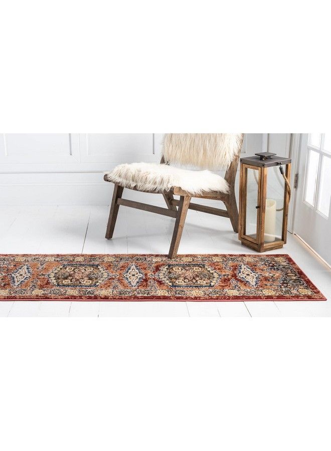 Unique Loom Utopia Collection Area Rug Larissa (2'X 6' 1" Runner Terracotta Blue) - Image 4