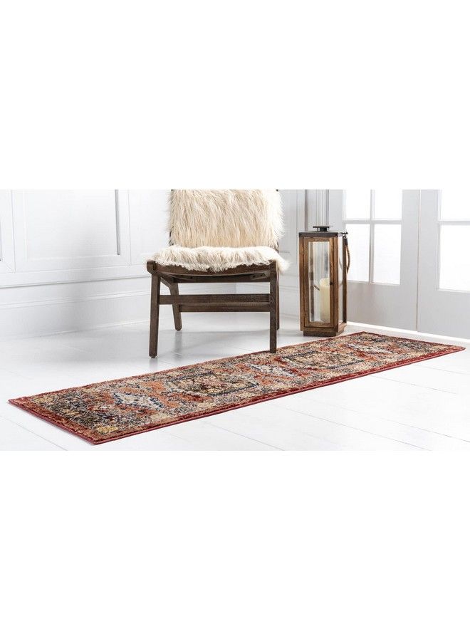 Unique Loom Utopia Collection Area Rug Larissa (2'X 6' 1" Runner Terracotta Blue) - Image 3