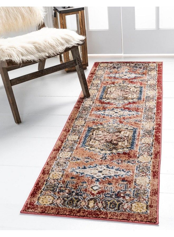 Unique Loom Utopia Collection Area Rug Larissa (2'X 6' 1" Runner Terracotta Blue) - Image 2