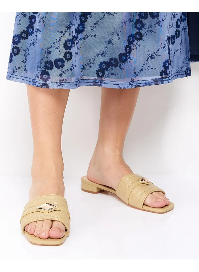 NINE WEST  Metal Accent Slide Sandals for Women | Best Price UAE